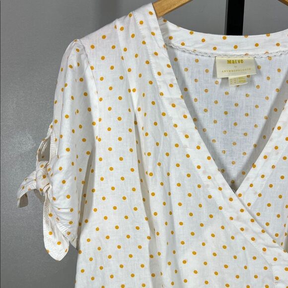 Maeve White and Yellow Polka Dot Blouse - Picture 4 of 6